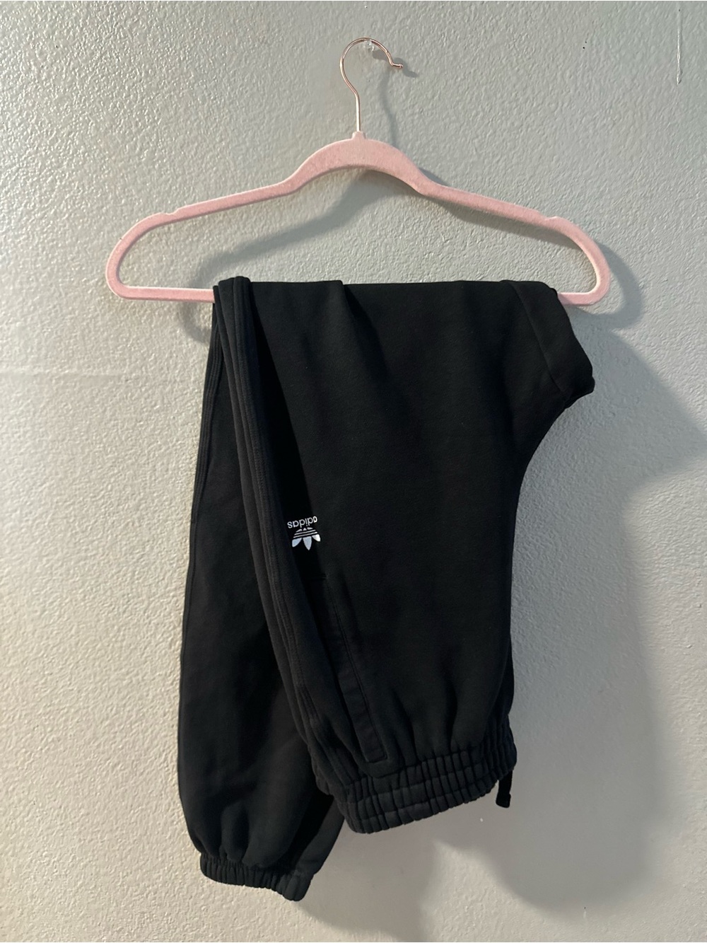 adidas Black Track Joggers with Trefoil Logo